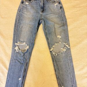 American Eagle Outfitters Light Blue Distressed mom Jeans